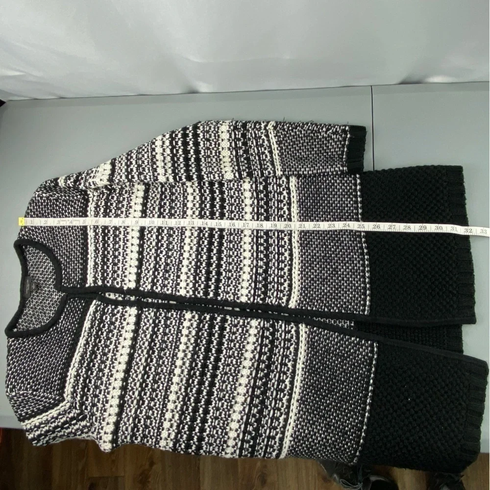 Ann Taylor Black and White Ombre Knit Sweater Coatigan, XS